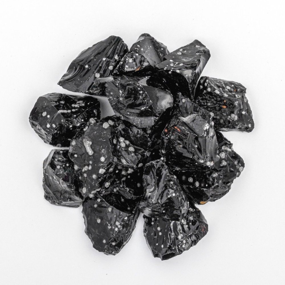 3/4 lb Snowflake Obsidian Gemstone Crystals 10-15 Raw Stones Bulk Rough Gems